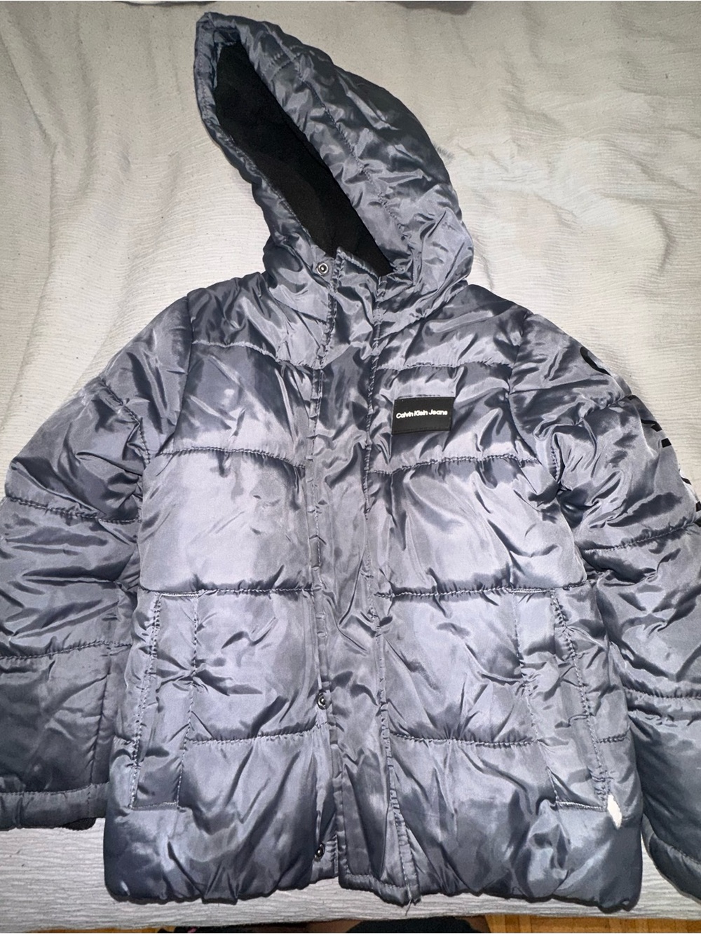 Calvin Klein Jeans Kids Hooded Puffer Jacket - Steel Gray
